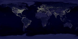 Rendering della Terra e delle luci della città