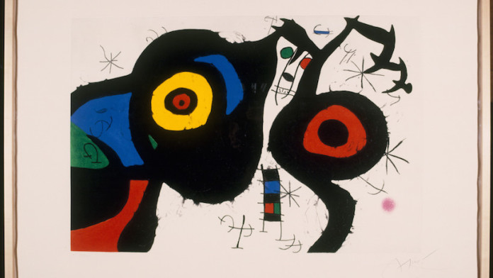 Joan Mirò, I due amici, 1969, Acquaforte, acquatinta e carburo di silicio, cm 71,5 x 106,5 - Barcellona, Fundaciò Joan Mirò © Successiò Mirò by SIAE 2016