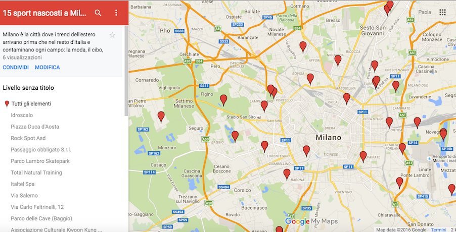 MAPPA 10 sport nascosti milano