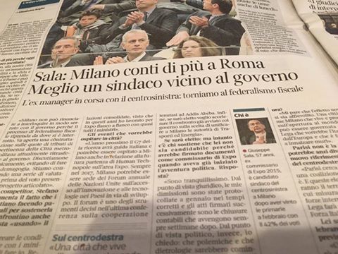Intervista a Beppe Sala, Corriere della Sera, lunedì 15 maggio 2016,