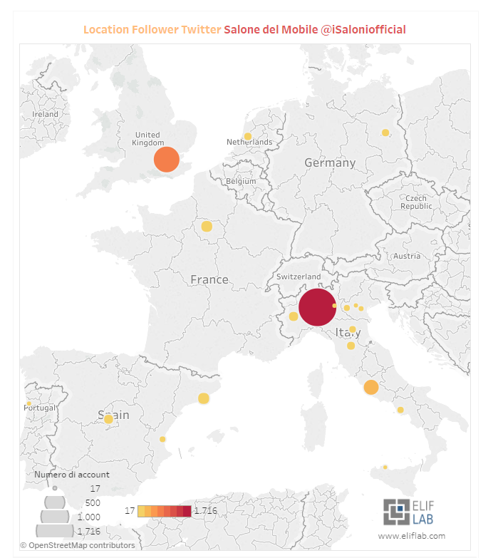 Elif Lab - Mappa Italia follower Salone del Mobile