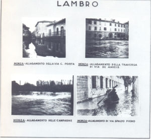 Foto di repertorio degli allagamenti provocati dal Lambro a Monza tra il 1925 e il 1935