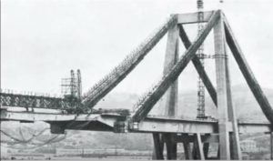 costruzione del ponte Morandi: tiranti in acciaio