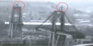 Costruzione del ponte Morandi: nel cerchietto rosso i parafulmini