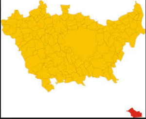 San Colombano (in rosso) e la città metropolitana di Milano (in giallo)