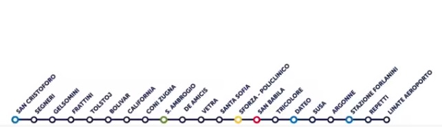 Le nuove denominazioni delle stazioni delle linea blu
