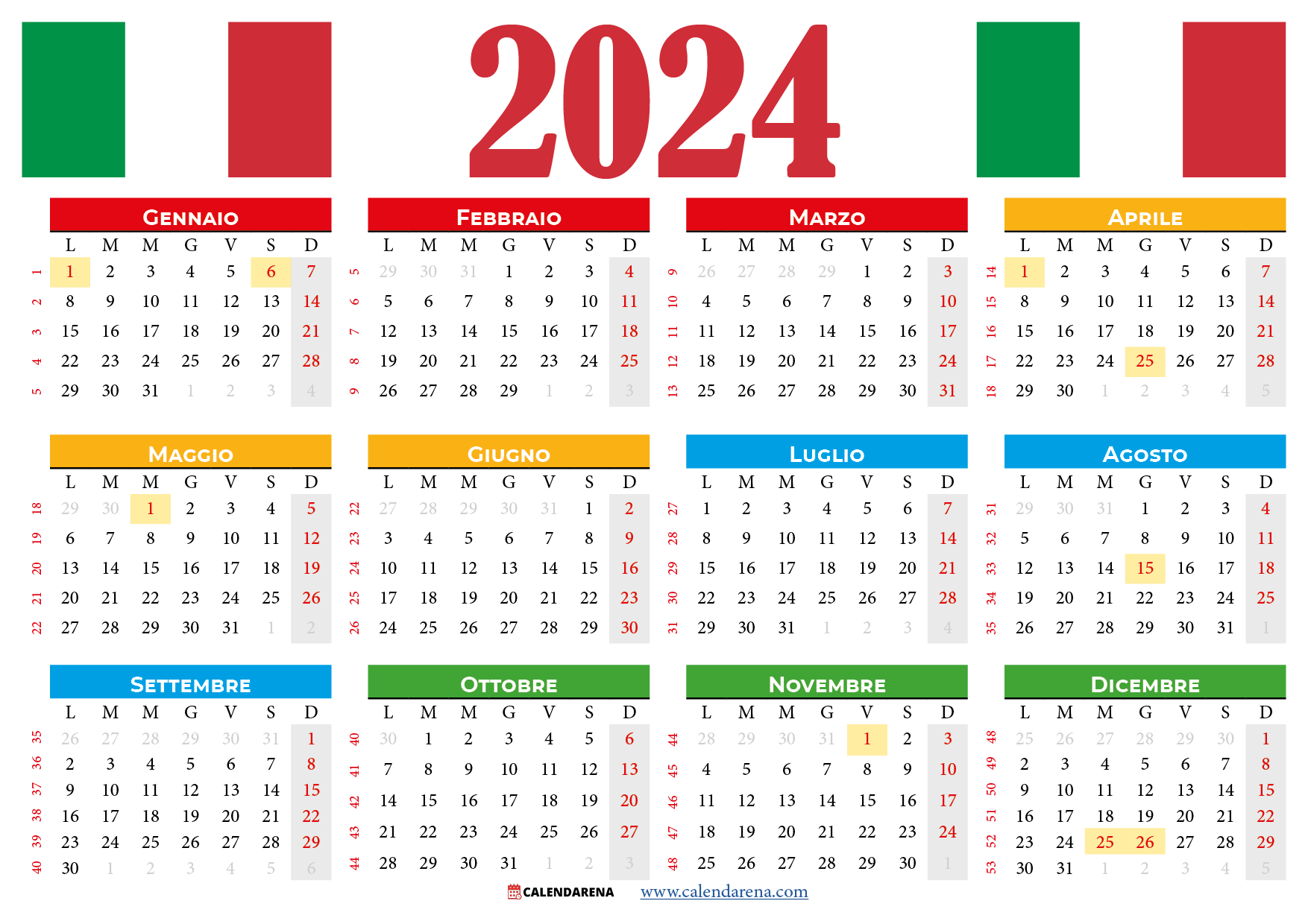 Calendario 2024 da stampare